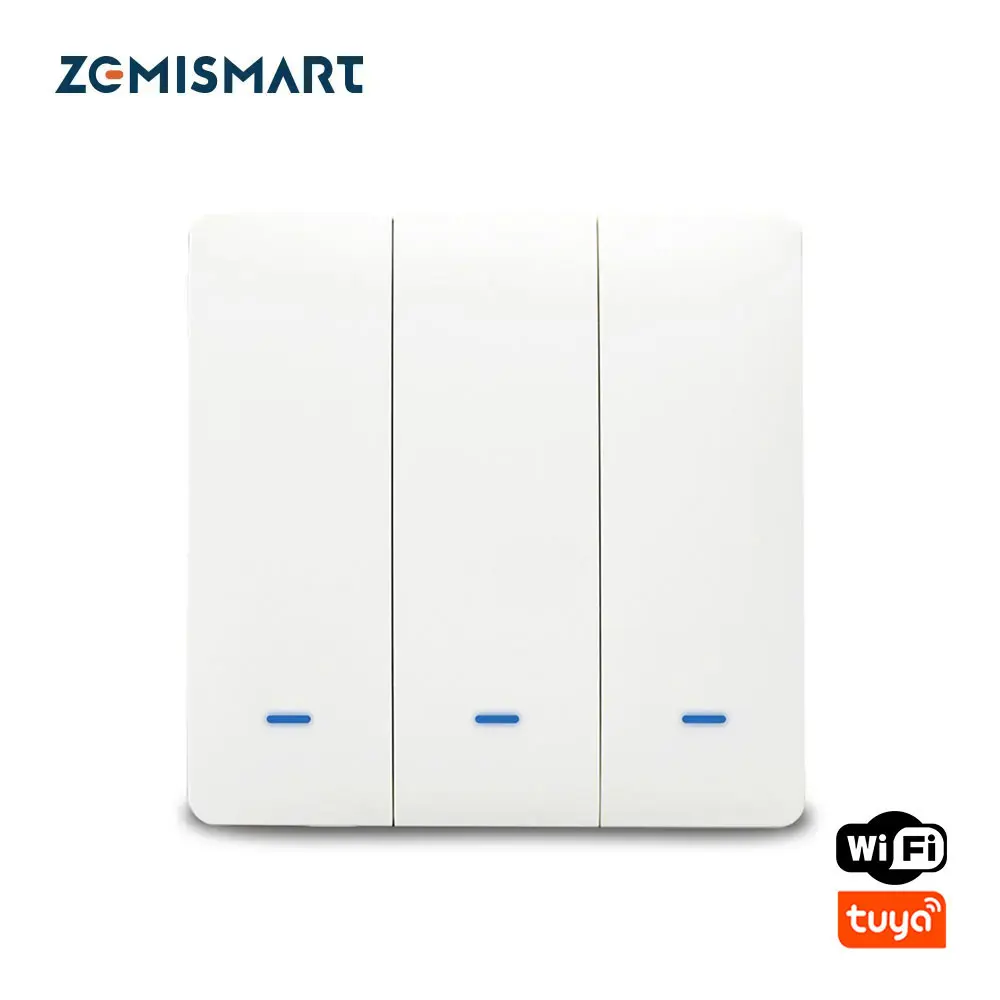 Zemismart WiFi Neutral Optional Light Wall Switch Physical Lamp switches Push Button Work with Tuya Alexa Google Home