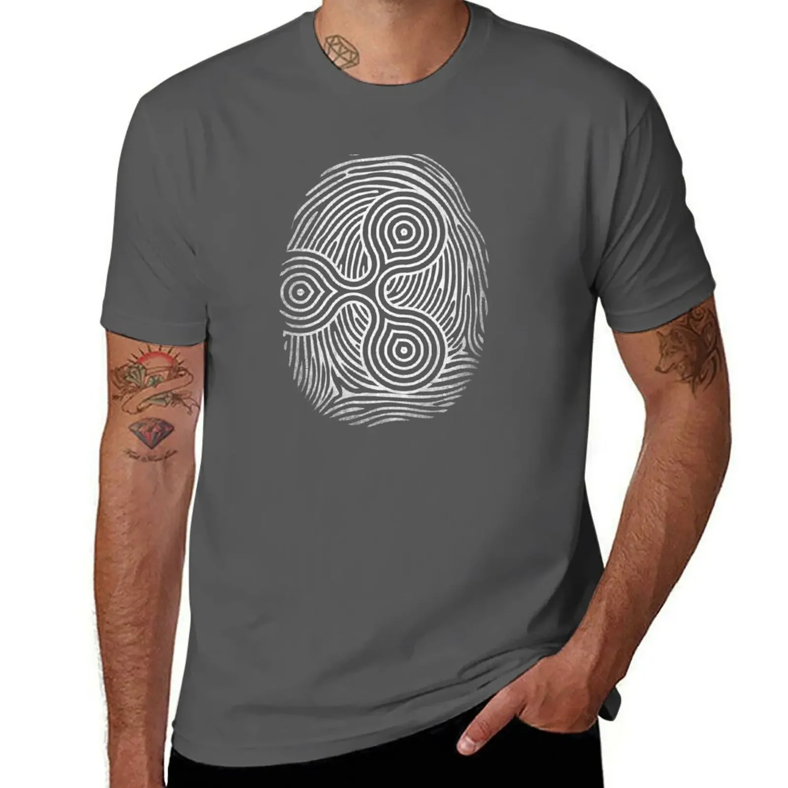 2025 New model Fashionable and Innovative Ripple Finger Print T-Shirt vintage plain funnys korean fashion t shirts for men graph