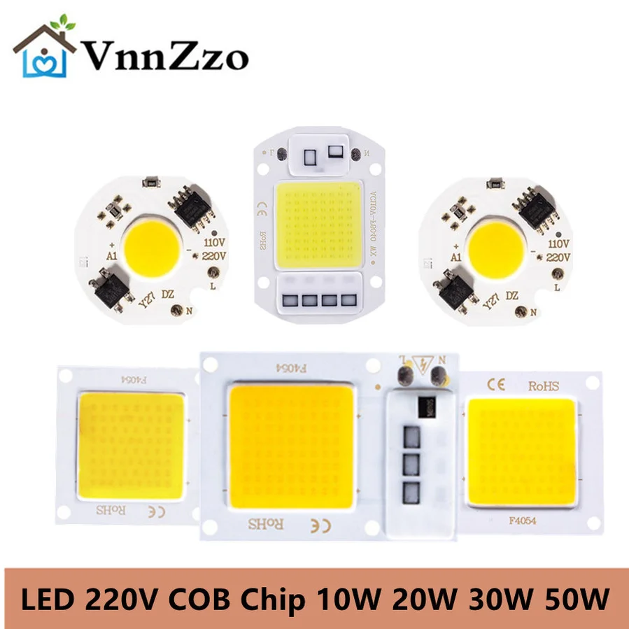 LED 220V COB Chip 10W 20W 30W 50W Smart IC No Need Driver 3W 5W 7W 9W LED Bulb Lamp for Flood Light Spotlight Diy Lighting