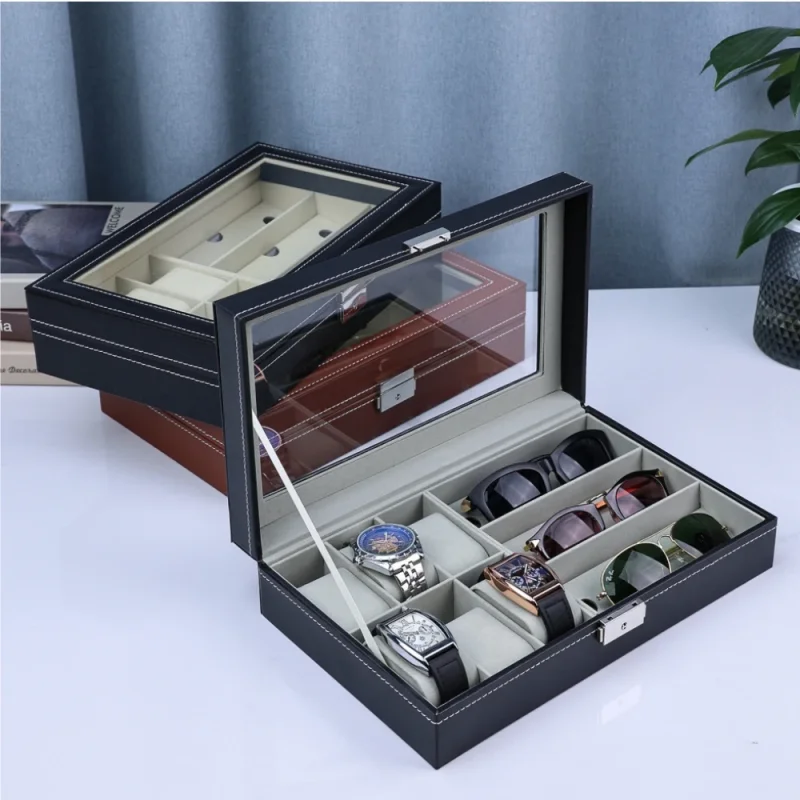 Watch Storage Stand PU Leather, Watch Organizer Box Display Storage Case 6 Slots Watch Box Travel Storage Watchmaker Organizer