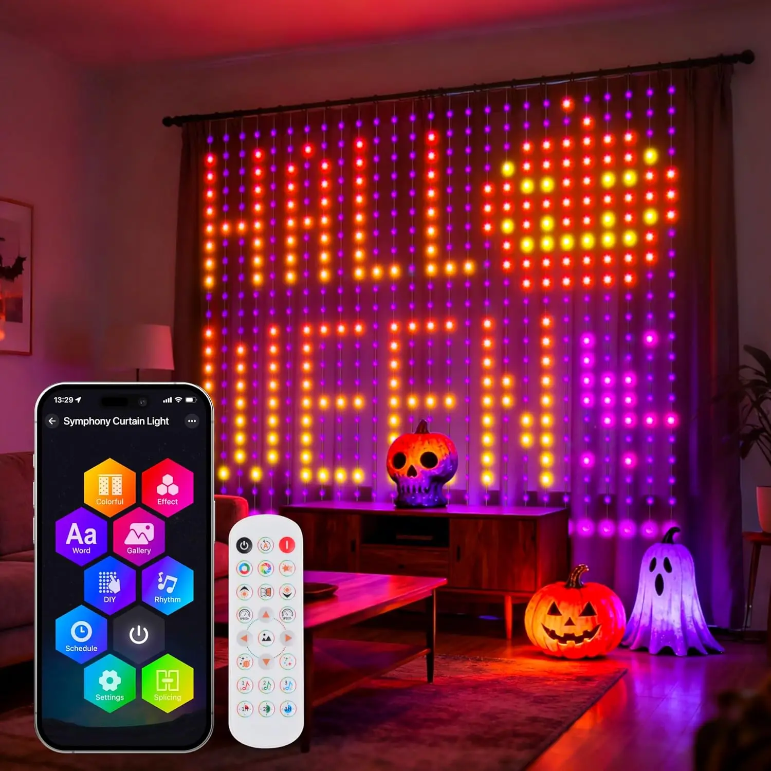 400ledスマートledカーテンライトusbダイナミックパターンdiyカーテンストリングライトアプリリモコン付き誕生日イースターギフト2-2m-3-3m