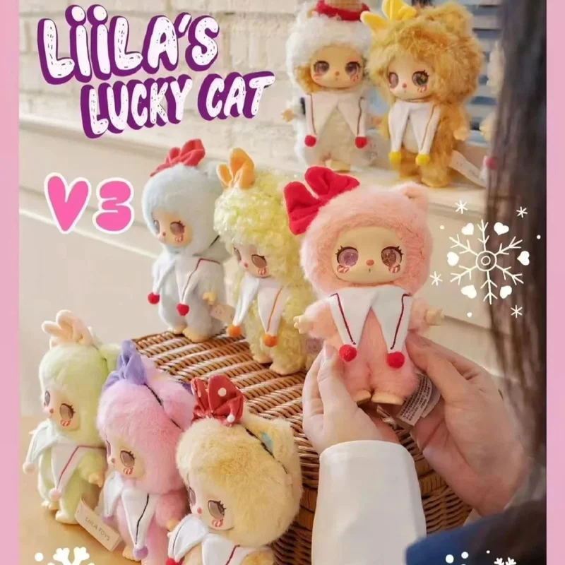 Genuine Lilila Luck Cat V3Cat Curling Series Blind Box Toy Vinyl Doll Mystery Box Doll Girl Surprise Birthday Christma Toy gift