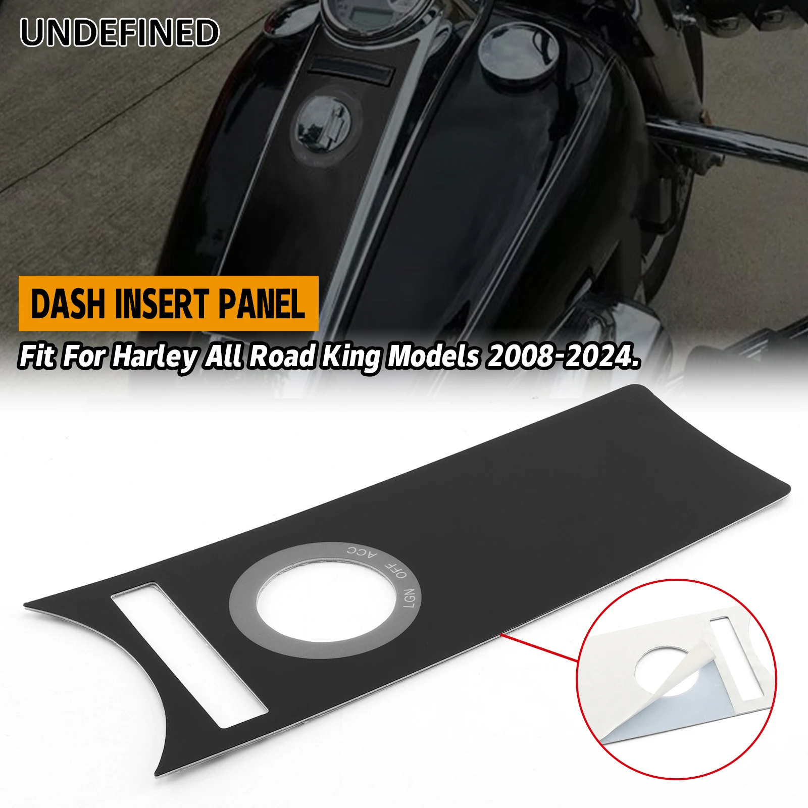 Motorcycle Dash Insert Panel Fuel Tank Dash Console Gloss Black For Harley Touring All Road King Models FLHR 2008-2024