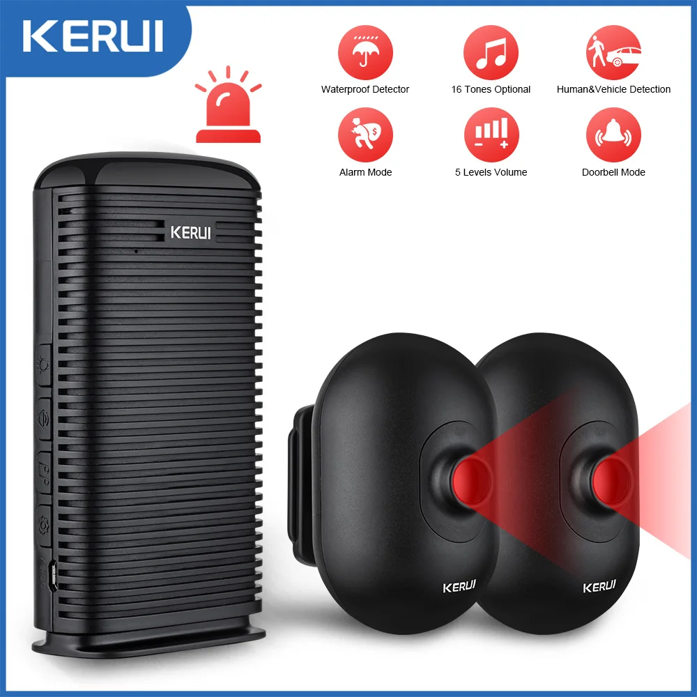 KERUI DW9 Garage Alarm Wireless Driveway Welcome Burglar Alarm Waterproof Outdoor PIR Motion Sensor Detector Security Protection