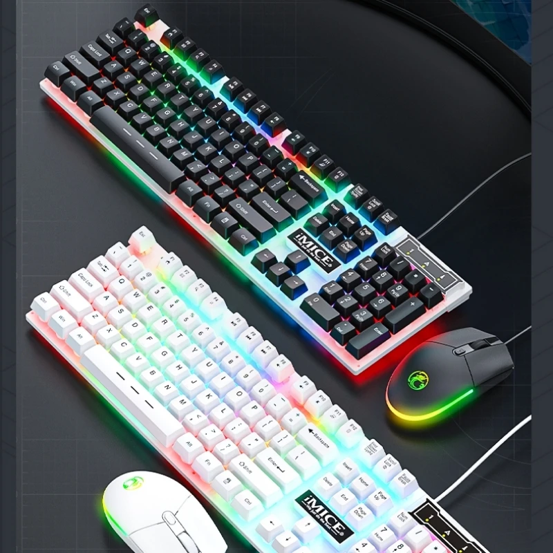 Backlit Keyboard Wired Gaming Keyboard waterproof Luminous 104 key keyboard 2400DPI Mouse Set for Gamer PC Laptop Office