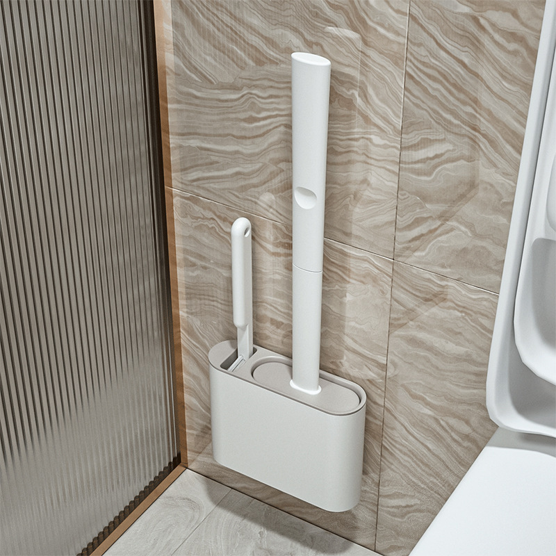  Silicone Toilet Brush Cleaning Brush Flat Head Flexible Wall Mounted Toilet Bowl Cleaner Brush Holder Set for WC Bathroom 