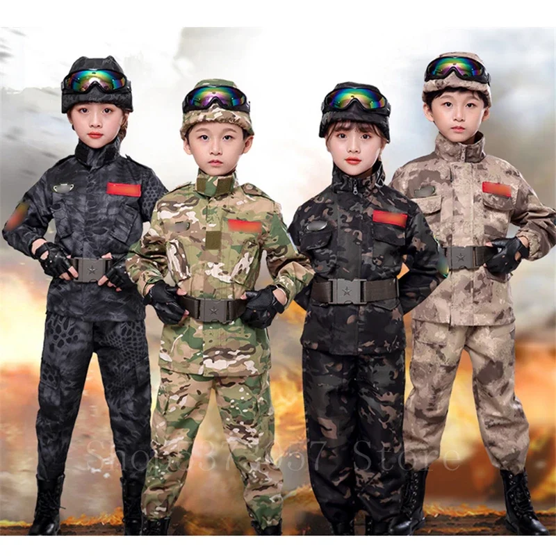 Children Military Tactical Unifroms Outdoor Combat CP Camouflage Army Suit Kids Security Airsoft Militar Training Clothing Set