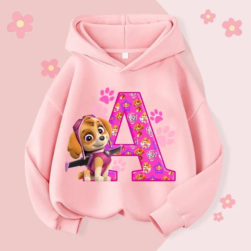 

Paw Patrols Letter Hoodies Girls Skye Winter Thickening Warm Sweatshirt Kids New Anime Dog Pullover Tops Children Clothes Gift