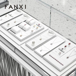 Oirlv New White Jewelry Display Set Shop Cabinet Display Prop Necklace Bust Watch Holder Ring Earrings Bangle Decoration Rack