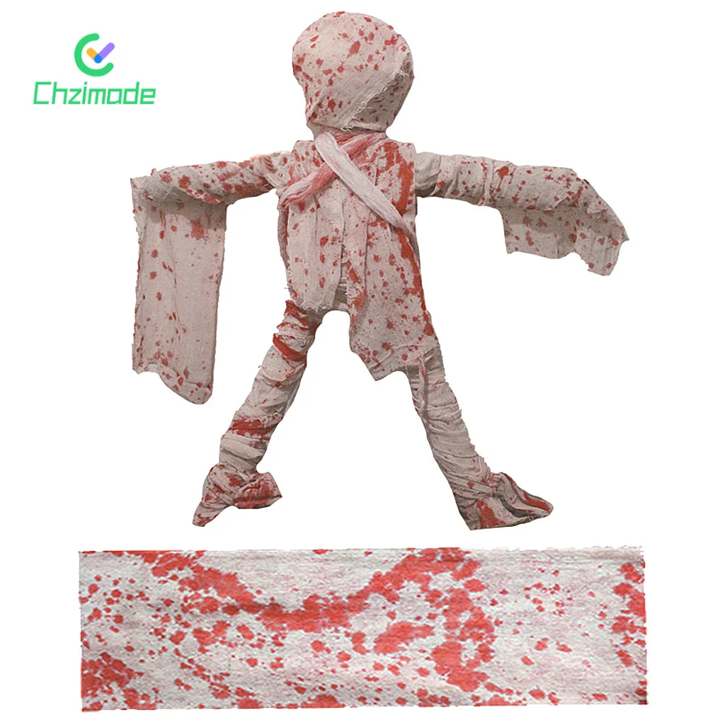 1 Roll 10M Halloween DIY Bloody Gauze Blood Bandage Horror Mummy Gauzes Ghost Festival Warning Cloth Tree Door Hanging Decor