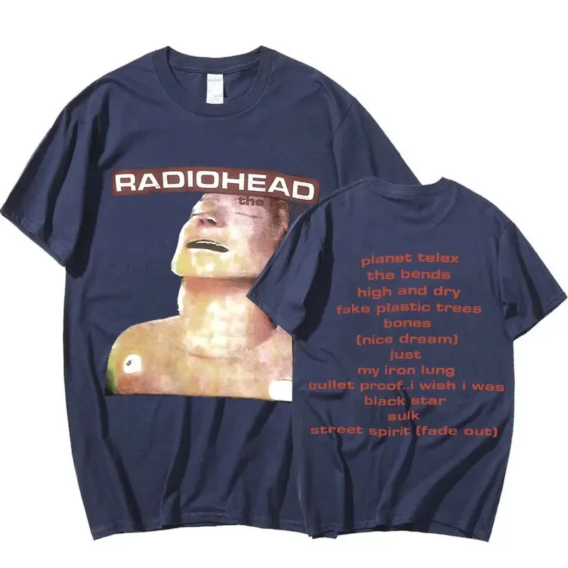 Vintage Rock Band Radiohead T Shirt Men Cotton T-shirts Hip Hop The Bends Music Album Oversize Harajuku Top Print Tee Shirt