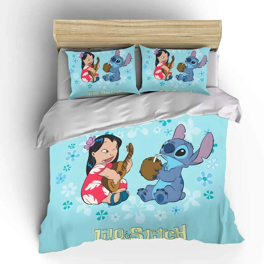 Stitch Baby 3pcs Bedding Set Fluffy Cartoon Comforter Cover Soft Kids US Twin King Queen Size Bedding Set Baby Bedclothes Gift