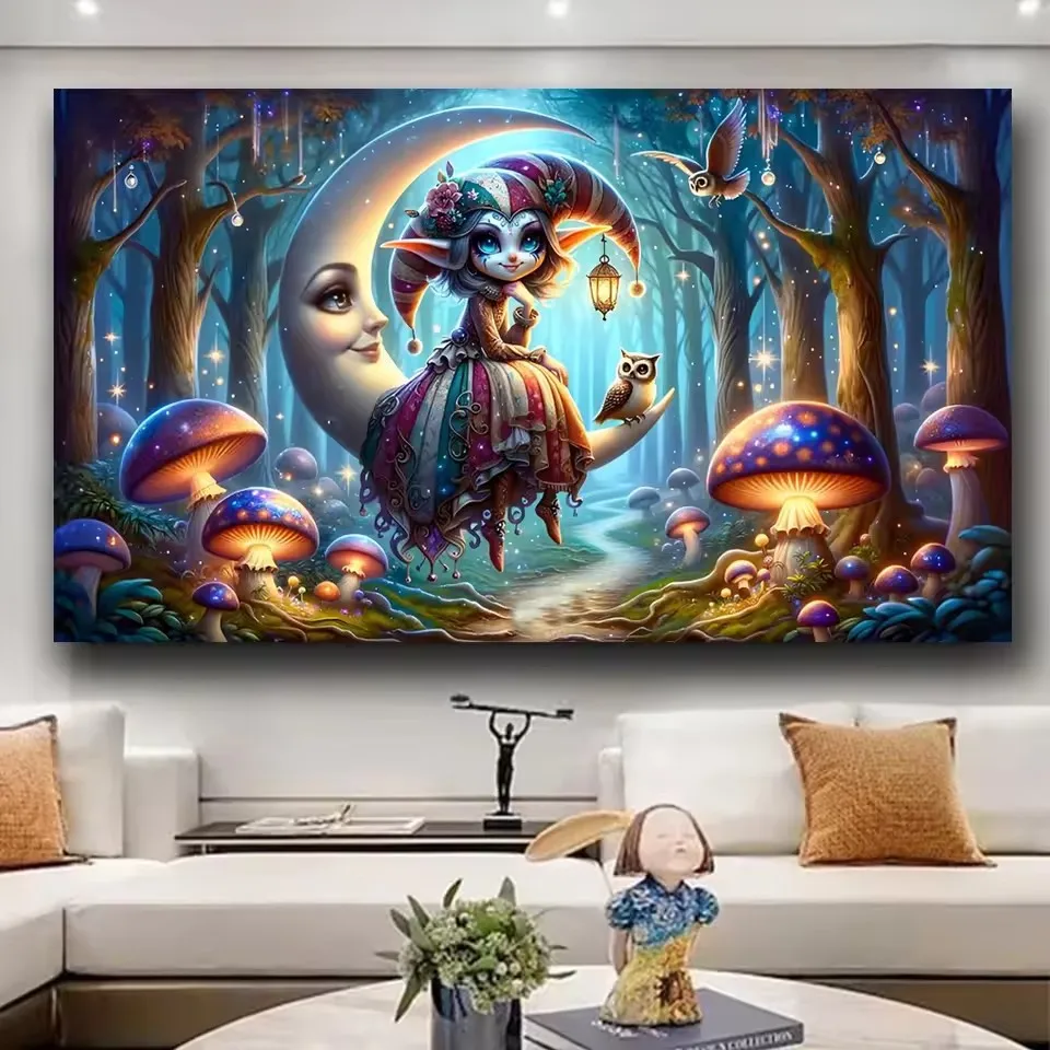 Mysterious and Romantic Fantasy Forest Under the Moonlight Diy Diamond Painting Full Square Round Diamond Mosaic Art Big Size