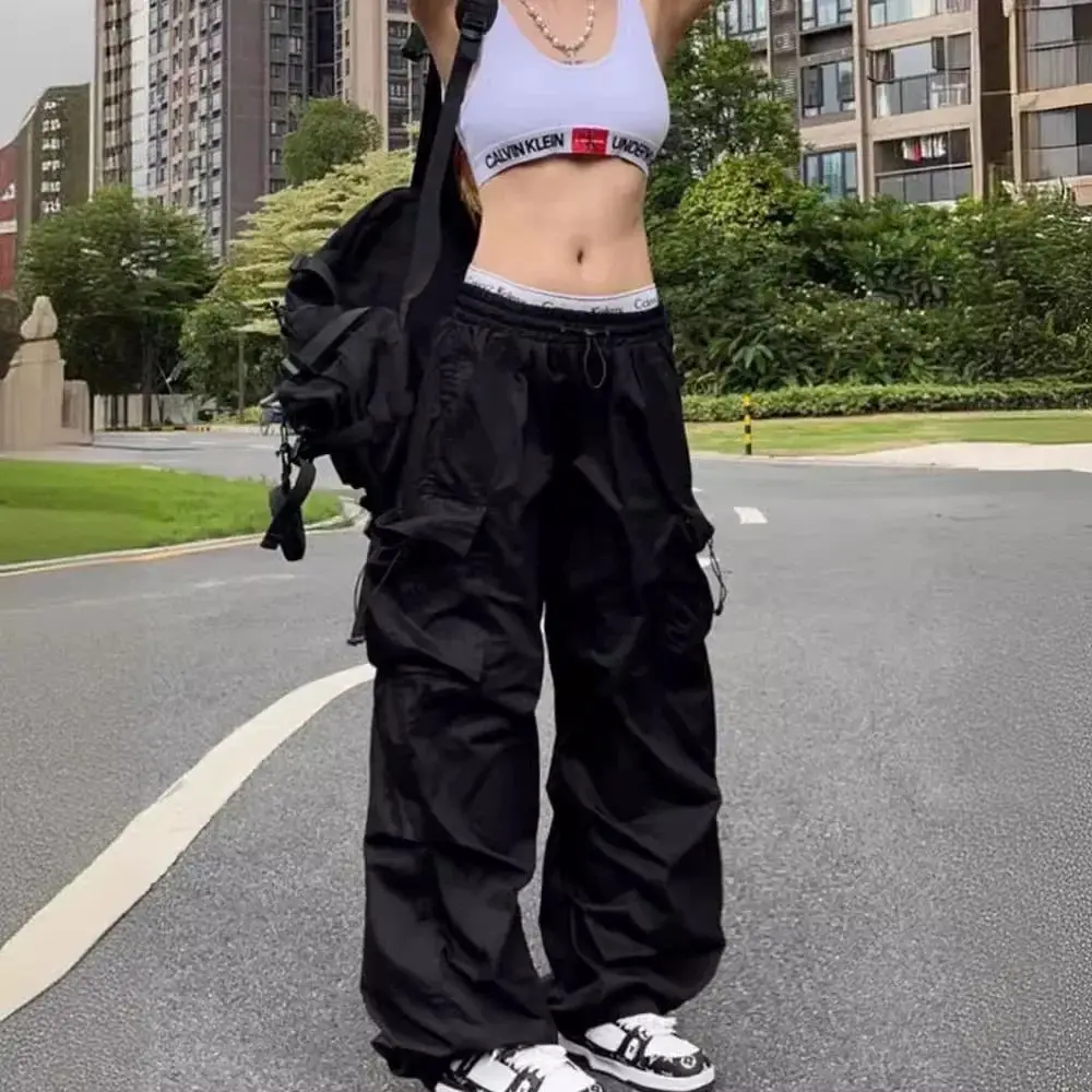 

Retro American Work Pants Y2K CrossBorder Design Sense k Straight Leg CleanFit PVC Material ex Winter Faion Casual P...