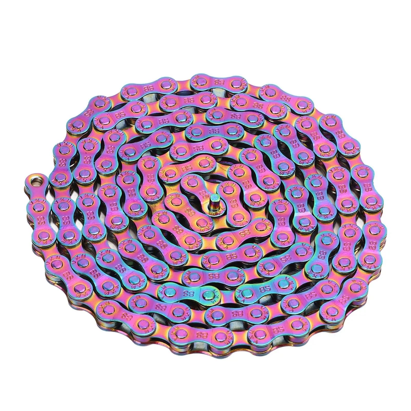 Portable Rust-Proof Colorful Electroplated Bike Chain for 6/7/8 Speed Road & Mountain Bikes - Durable Replacement Parts