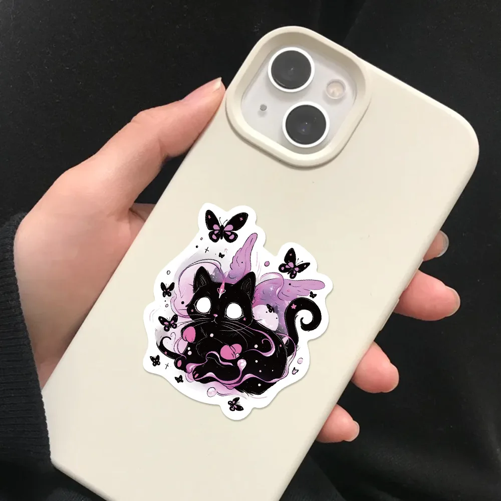 50PCS Black Cat Stickers, Cat Stickers, Waterproof and Aesthetic Vinyl Stickers for Water Bottle,Laptop,Phone,Skateboard