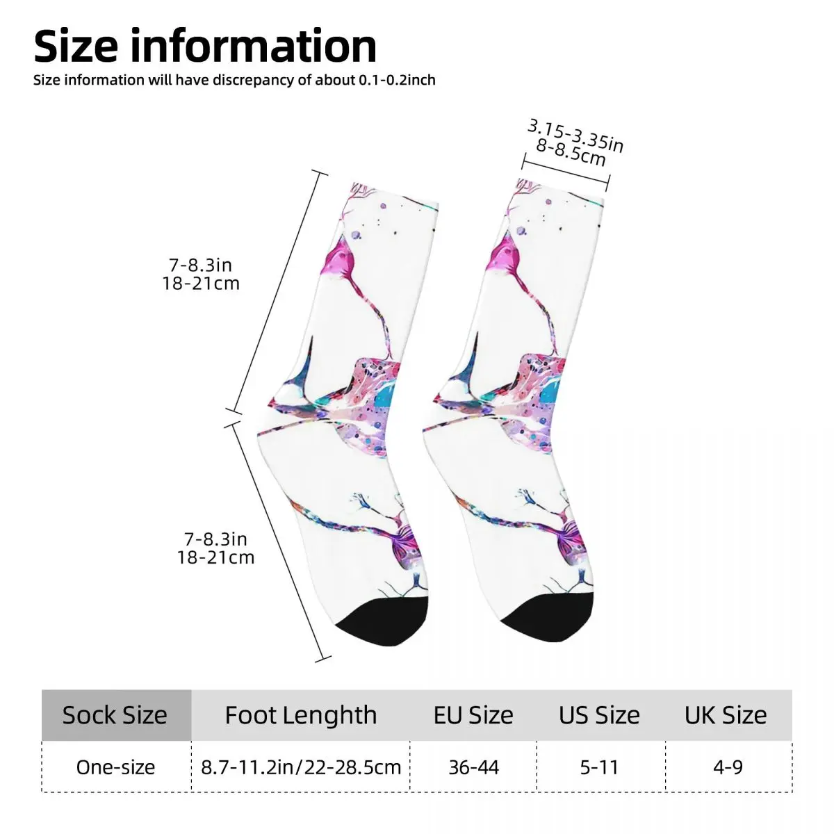 Neurotransmitters Neuron Synapse Socks Harajuku Sweat Absorbing Stockings All Season Long Socks Accessories for Unisex Gifts