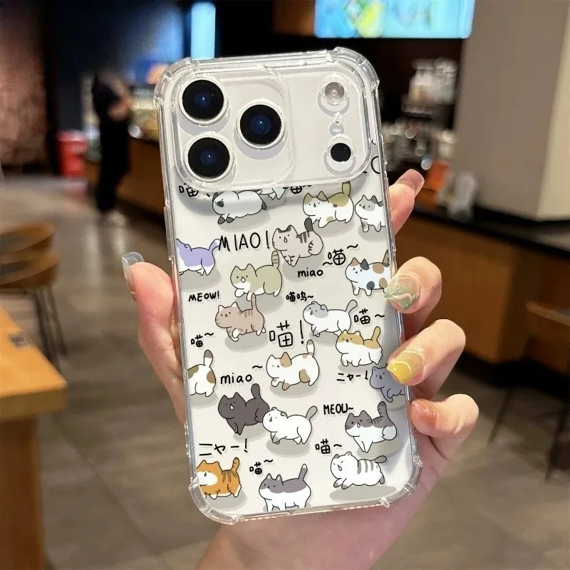 

Cute Cat Phone Case For OPPO Reno 8 7 6 Pro Lite 7Z 8Z 6Z Reno 6 Pro Plus 6Z Cartoon Clear Casing Soft Back Cover