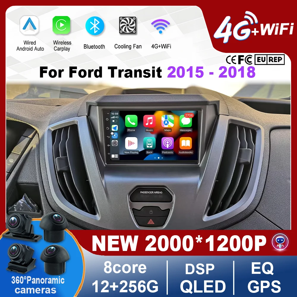 

9''Car Radio Screen For Ford Transit 2015 2016 2017 2018 Car Intelligent System Carplay Android Auto 4G LTE WIFI Bluetooth Tools