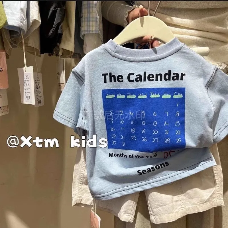 1-8 Jahre Kinder Kurzarm-T-Shirt mit Glockenärmeln, Sommer-Oberteil für Jungen mit Buchstabendruck, Baby-Mädchen Cartoon-T-Shirt, Kleinkind-Oberteil – Detail 5