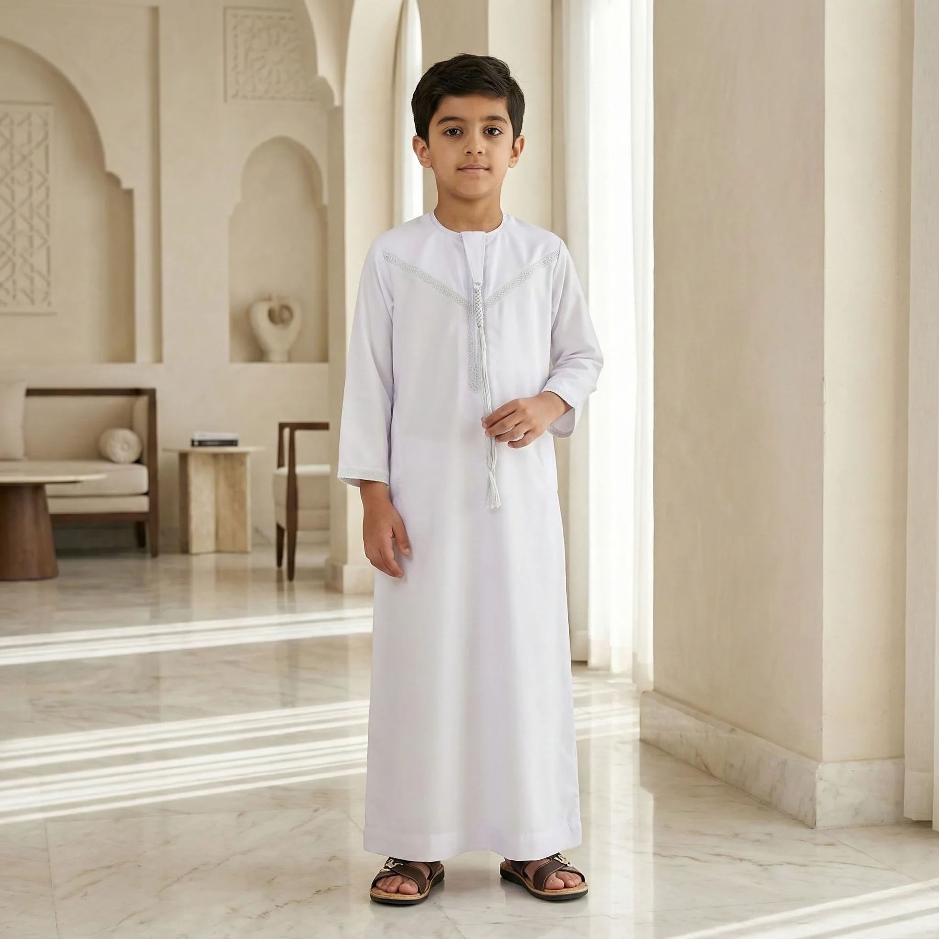 Roupa Islâmica para Meninos Muçulmanos, Vestido Saudita, Paquistão, Kaftan, Thobe, Jubba, Thoub, Abaya, Djellaba, Daffah, Dishdasha para o Ramadã e Eid