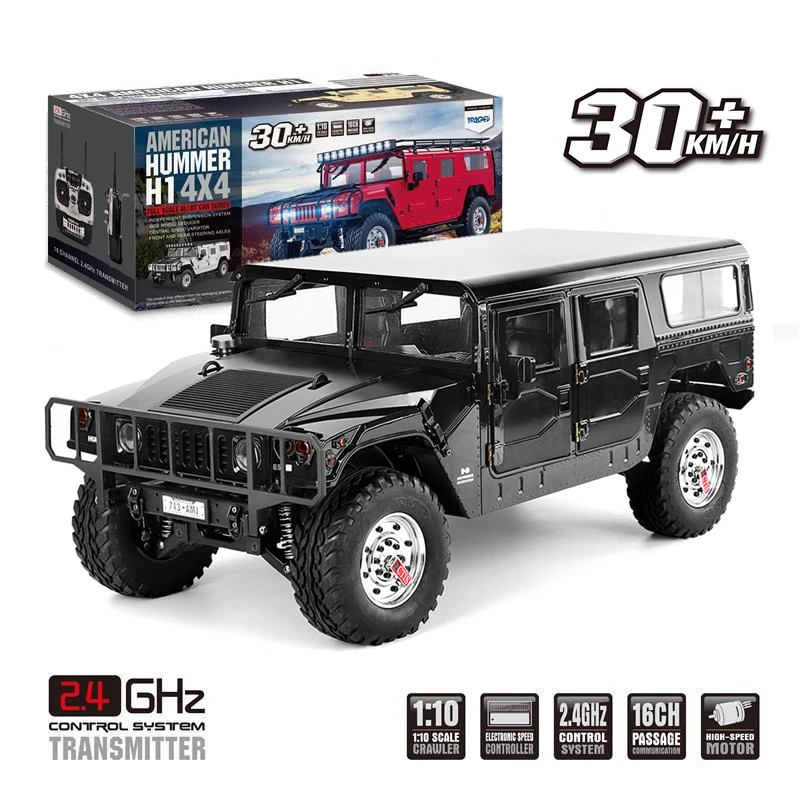 JTY Toys 30km/h Military Hummer Off-Road Vehicle 4x4 Alloy Drive Crawler Buggy Radio Remote Control Truck For Children Adults