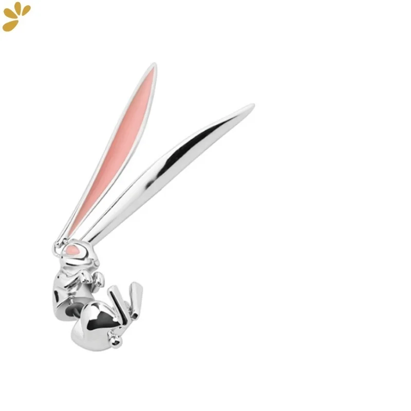 GEEZENCA 1 قطعة حقيقية 925 الفضة جميل أرنب طويل الوردي الأذن وأقراط النساء فريد لذيذ بيان الجبهة والخلفية القرط