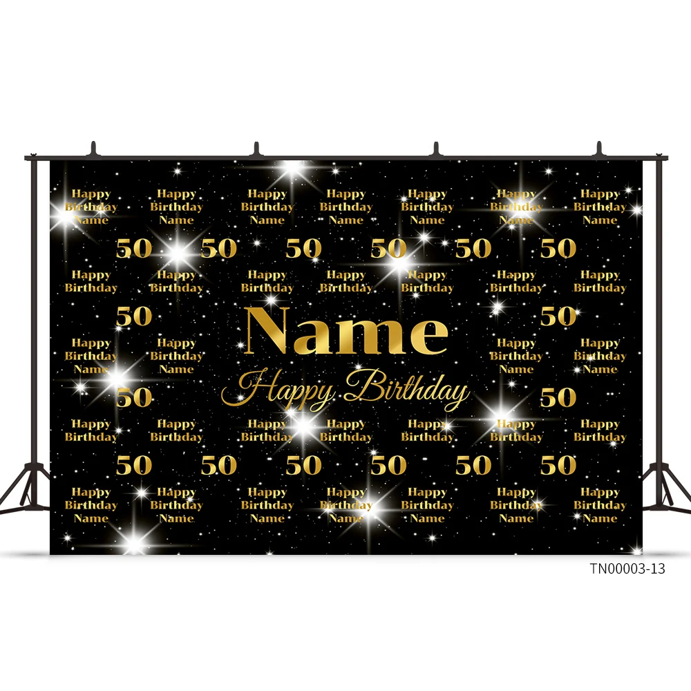 Custom Name Age Text Photo Gold Glitter Birthday Party Banner Backgrounds Baby Shower Child Number Diy Photography Backdrop Prop