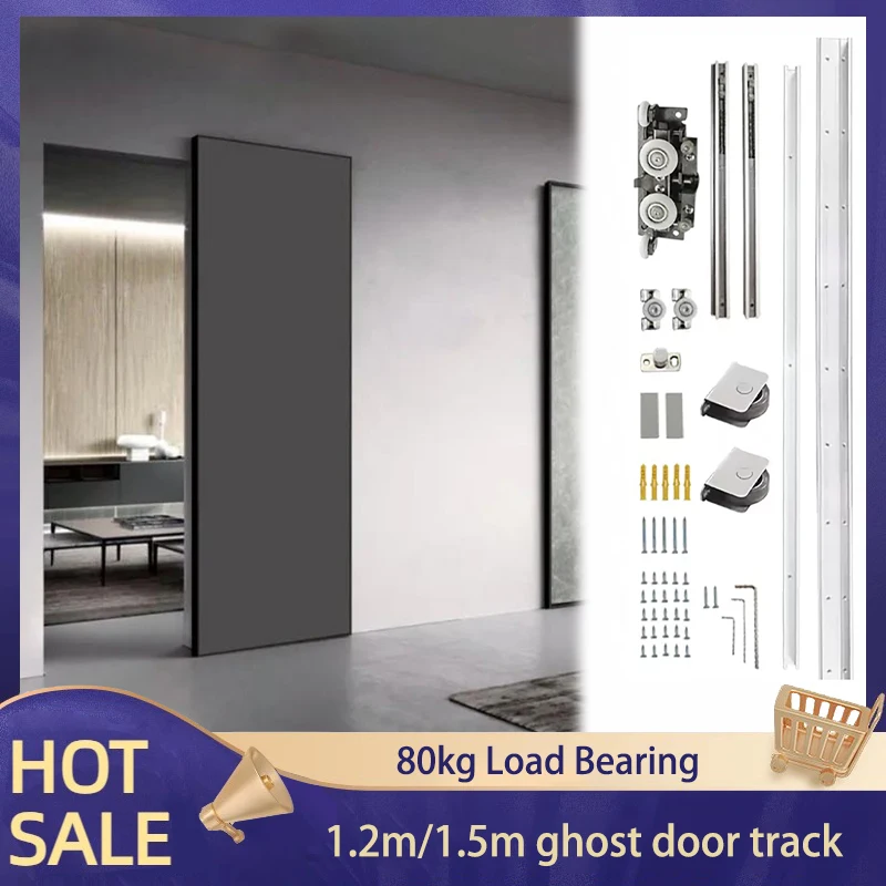 

Trackless Hidden Ghost Door Sliding Invisible Sliding Bus Door Simple Solid Wood Composite Painted Sliding Door Customization