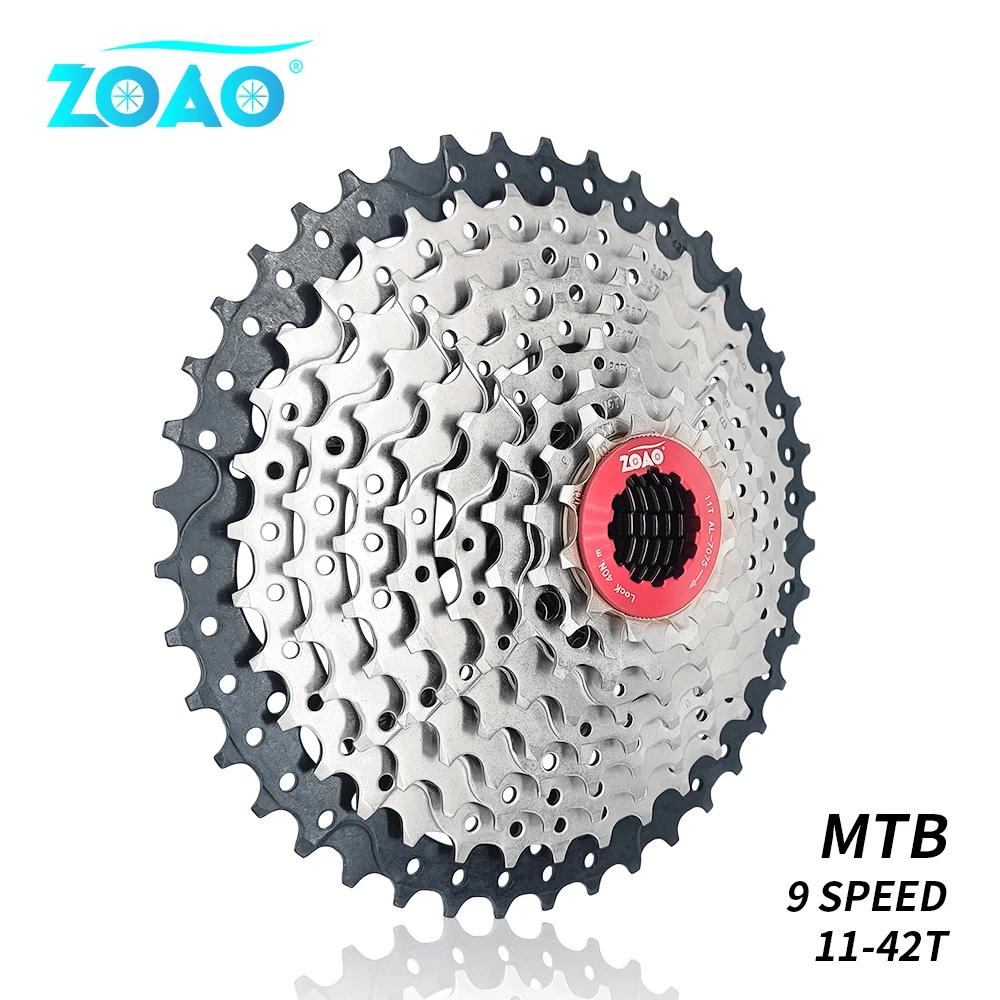 

ZOAO MTB Bike 9 Speed 11-42T Cassette 9s 27s Freewheel Mountain Bike Bicycle Parts 9S 42T Cassette 9V K7 current for M430 M4000