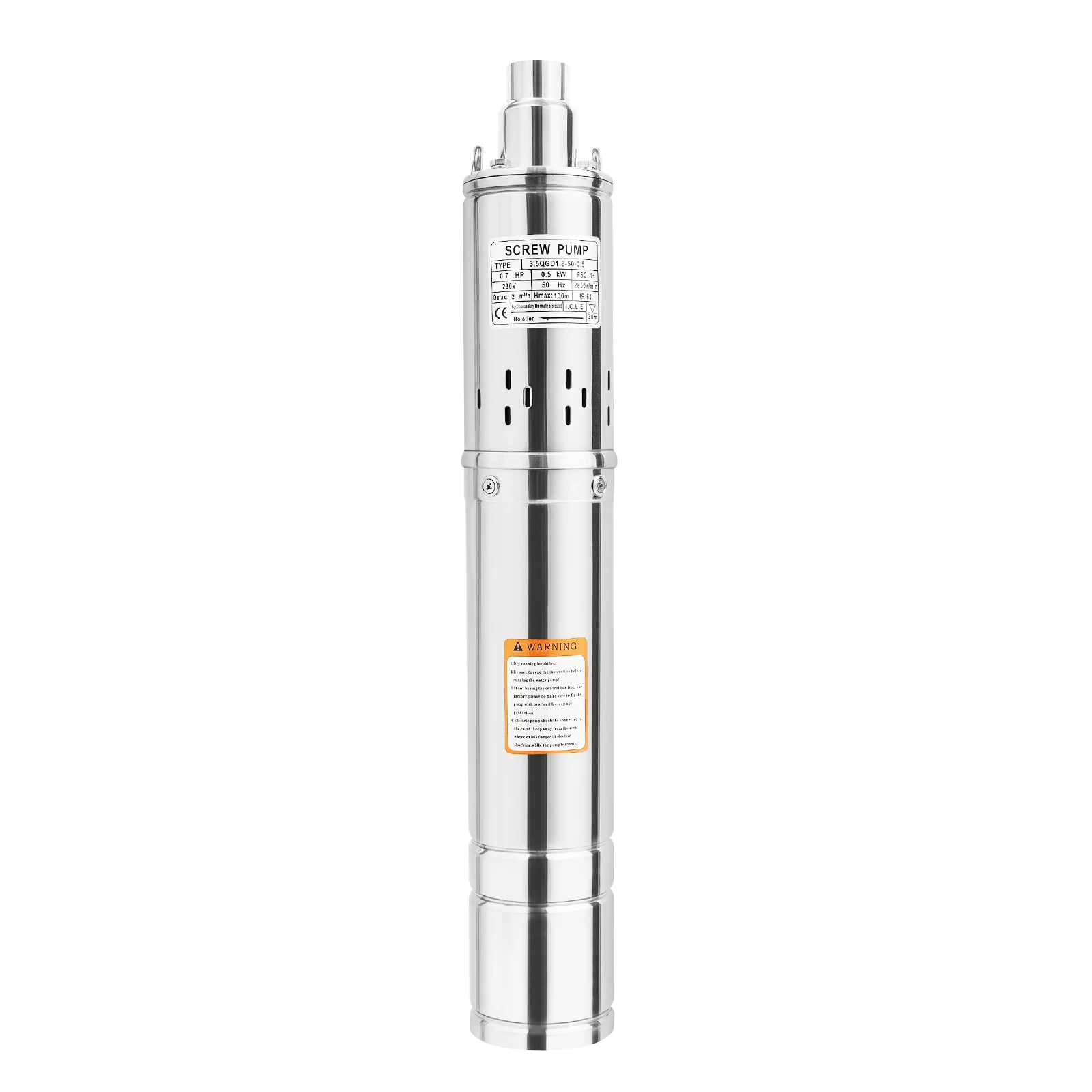 500 W Edelstahl-Tiefbrunnenpumpe, 328 Fuß Kopf 440 GPH, 15 m Kabel, IP68, 220 V EU-Stecker für die Bewässerungswasserversorgung zu Hause auf dem Bauernhof – Detail 1
