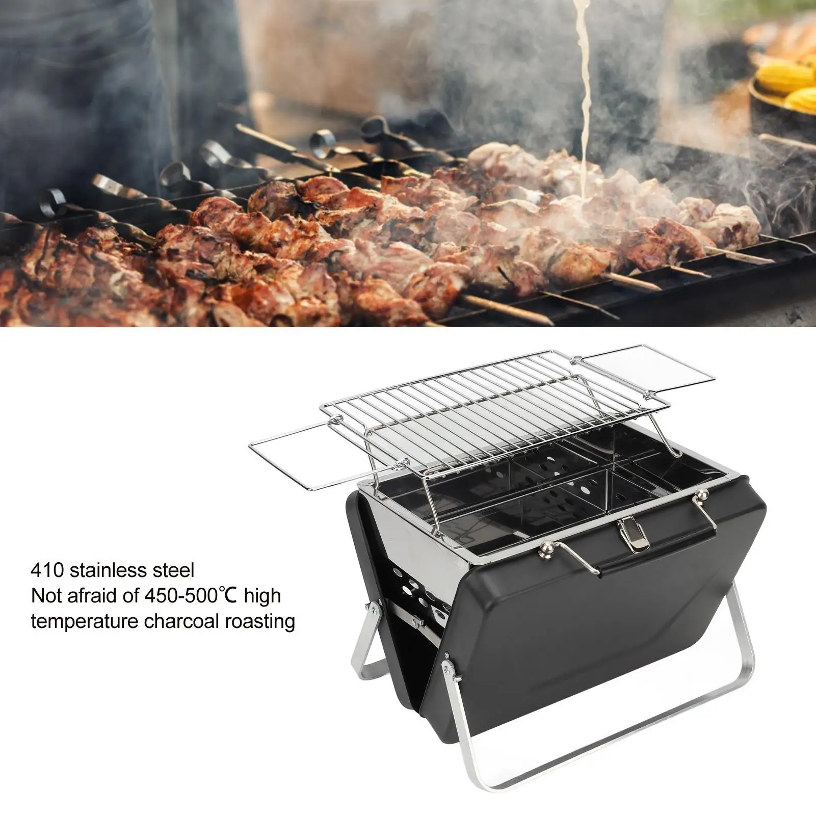 Portable Charcoal BBQ Grill with Wavy Grid - Ideal for backyard Picnics and Outdoor Cooking