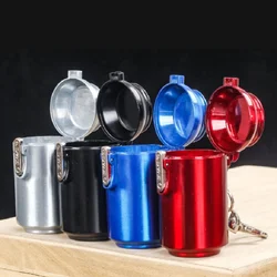 Mini Portable Ashtray Trashcan Keychain Outdoor Pocket Ashtray with Lid Metal Storage Box with Keychain Cigarette Accessories
