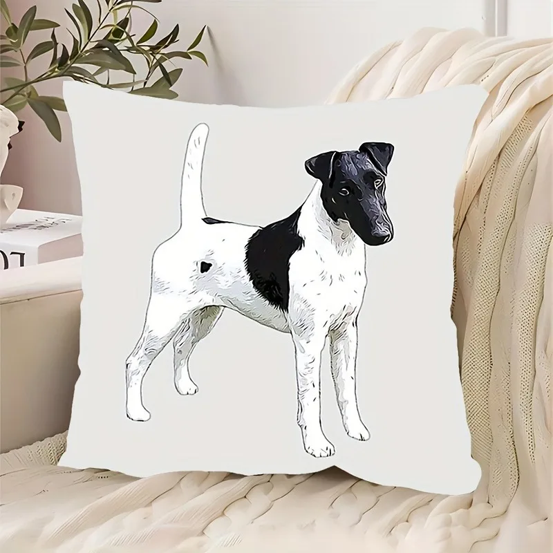 1pc Illustrative Canine Motif Graphic Pillowcase for Home Decoration Cushion Cover Polyester 45x45cm 18x18in
