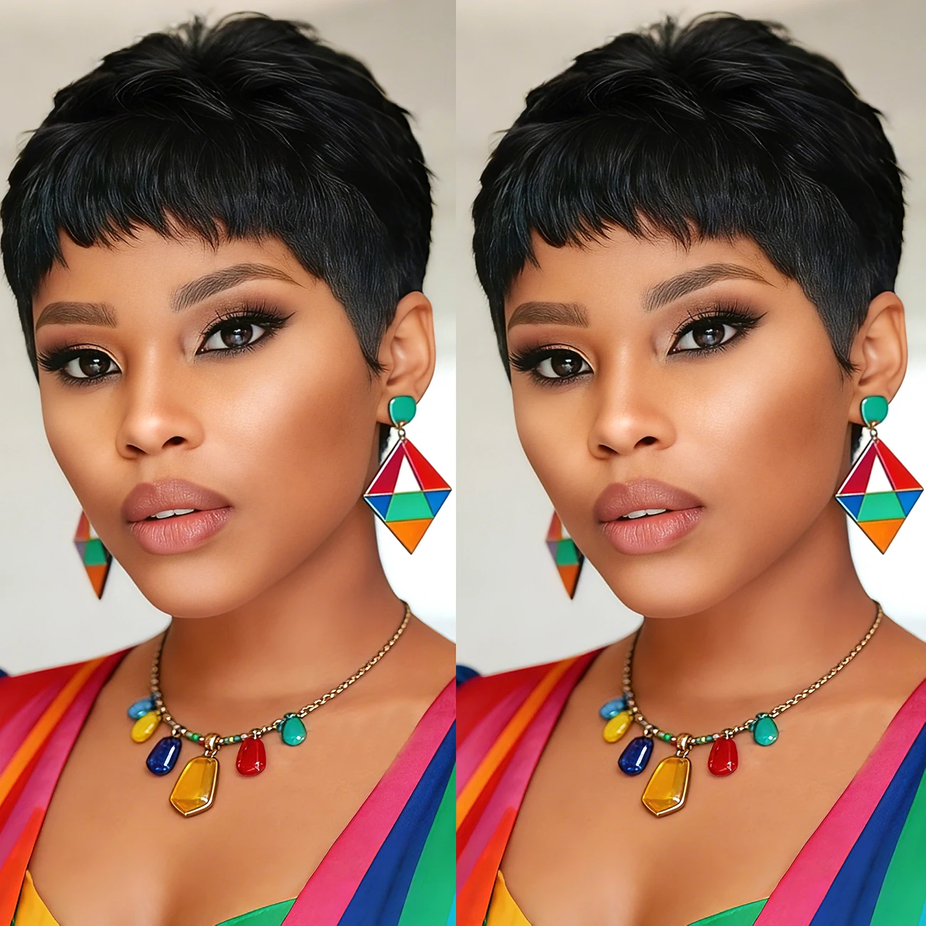 

Короткий парик с стрижкой пикси, парики из натуральных волос, цветные, полностью машинное производство, 100% бразильский парик из волос Remy для женщин