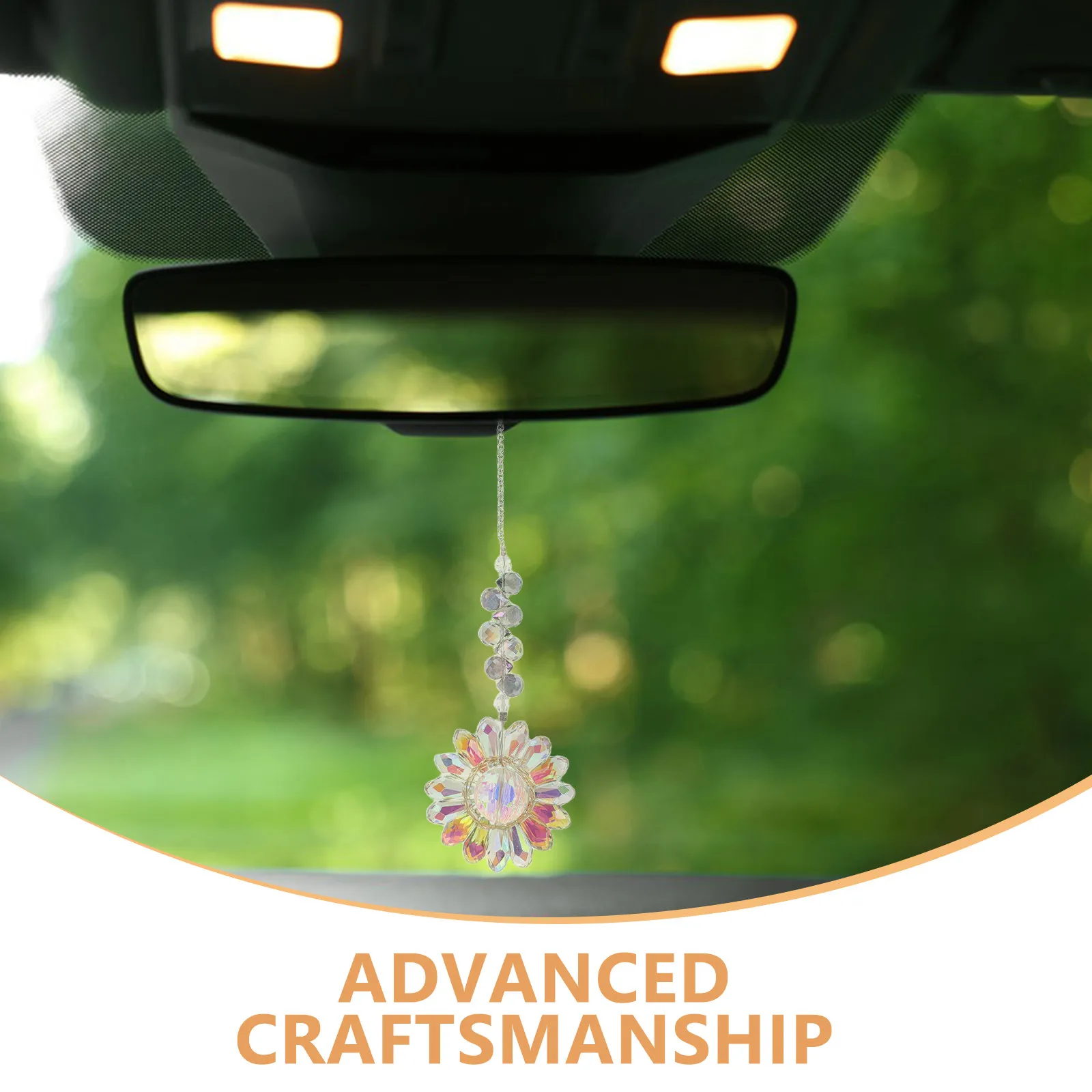 Crystal Sunflower Suncatcher Hanging Ornament Prism Rainbow Light Reflector for Window Wall Living Room Bedroom Home Decor