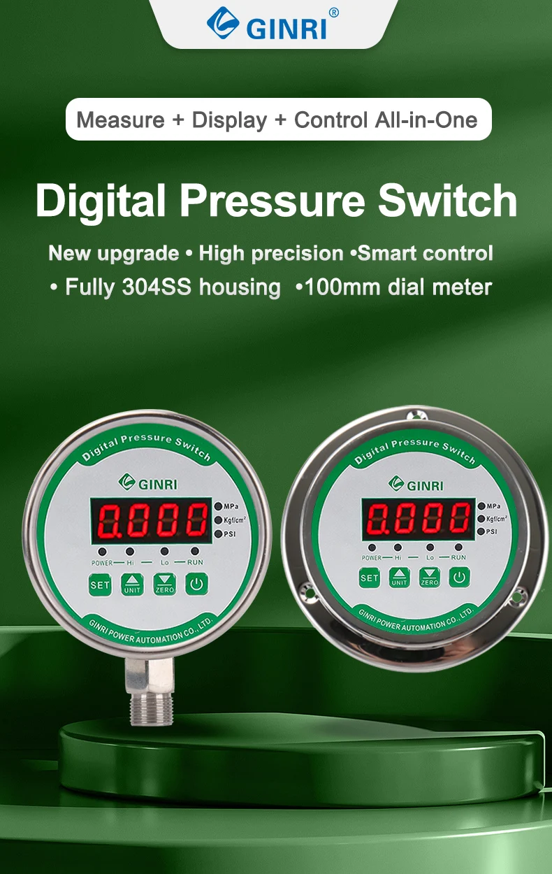 Pressostat en acier inoxydable 0-1Mpa PSI KGF/CM2, contrôleur de pression numérique réglable