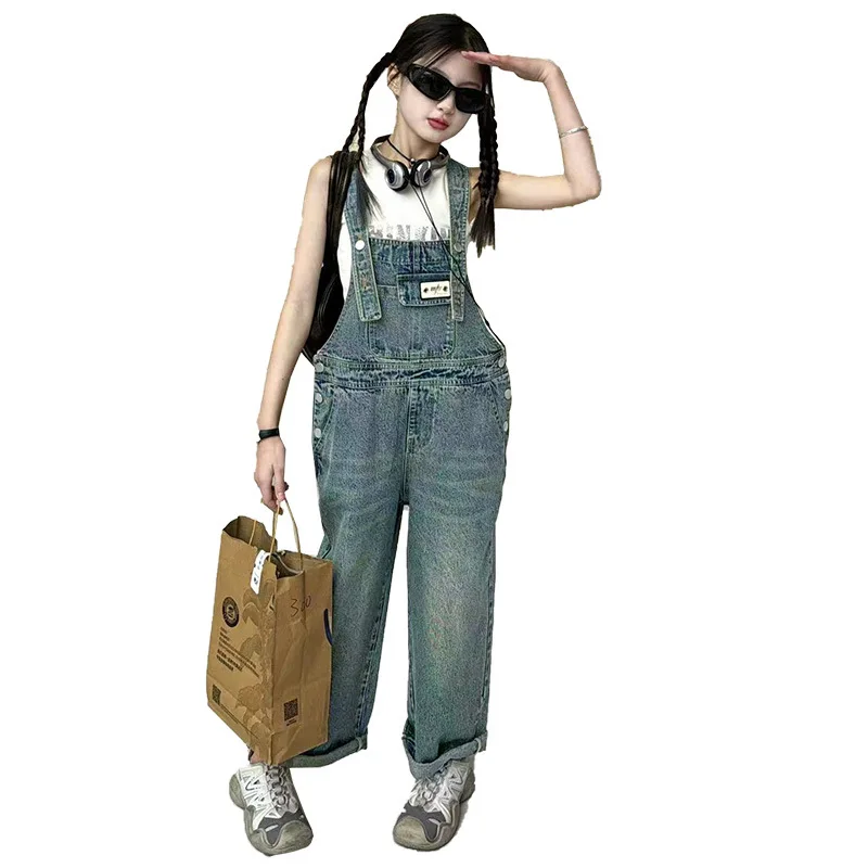 Teens Girl Jeans Overalls For Spring Autumn New Kids Denim Rompers Child Denim Jumpsuits Children Jeans Pants for Girls Overalls