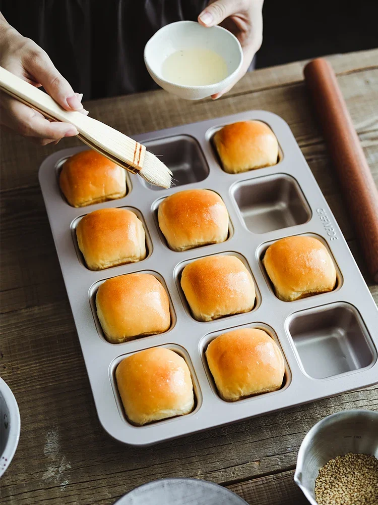 

Square Paper Cup Cake Toast Bread Mold Forms Hamburger 12 Even Mini Bread Roll Baking Kitchen Tools Pastry Bakery Accessories