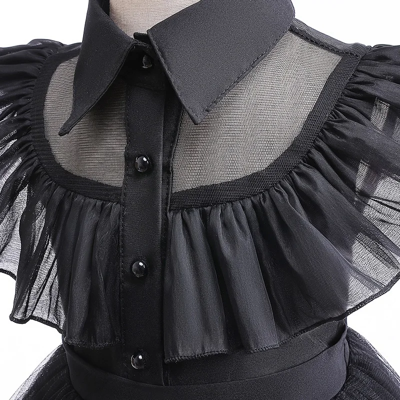 1-6 Years Baby Girls Wednesday Addams Cosplay Costume Kids Carnival Party Dresses Halloween Black Gothic Wednesday Costumes