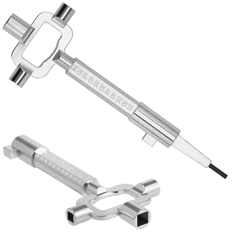 측정 눈금이 있는 범용 구조 키 2개와 자물쇠 열기 및 검사용 다기능 렌치
