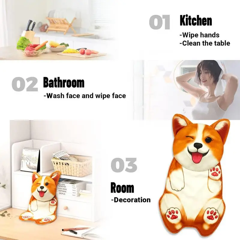 Dog Hand Towels Soft Face Towels For Bathroom Funny Golden Retriever Dog Hand Towels Cute Towel For Bathroom Kitchen