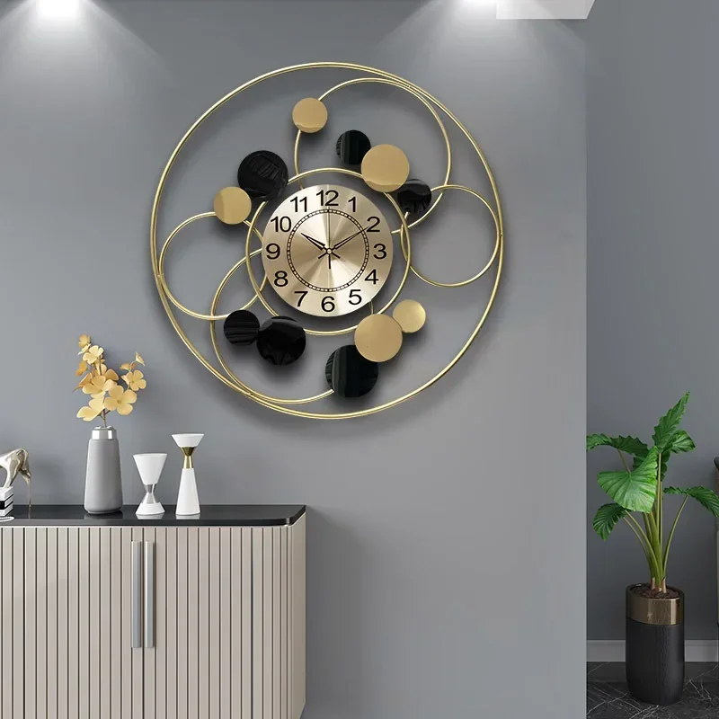 

Simplicity Wall Clock Metal Round Living Room Decoration Creative Clock Hang on The Wall Large Pocket Watch Home Furnishings