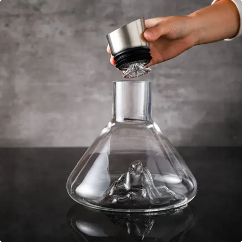 Quick Waterfall Iceberg Wine Decanter Handmade Home Crystal Wine Pourer Carafe Thickened Wine Dispenser Pot Bar Accessories