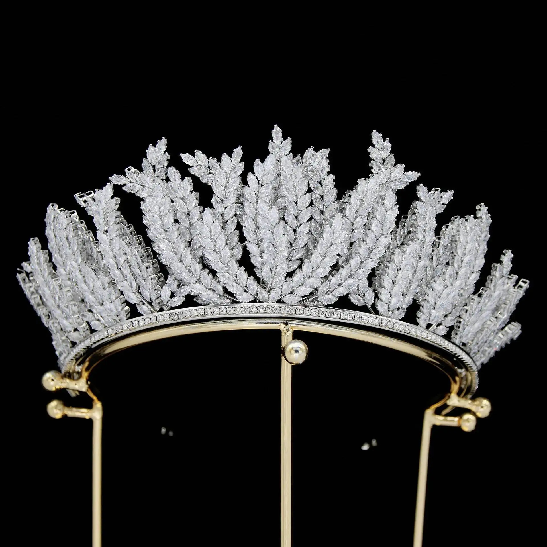 Wedding Hair Jewelry Bridal Headdress Zirconia CZ Sliver Bride Tiara Crown For Pageant Women Diadem Prom Headpiece