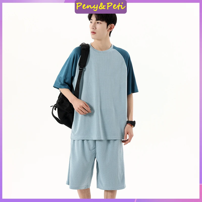 

Large Size Sports Suit Men's Casual Five-point Sleeve Fashion Short-sleeved Shorts Summer Cold and Comfortable High-quality Suit