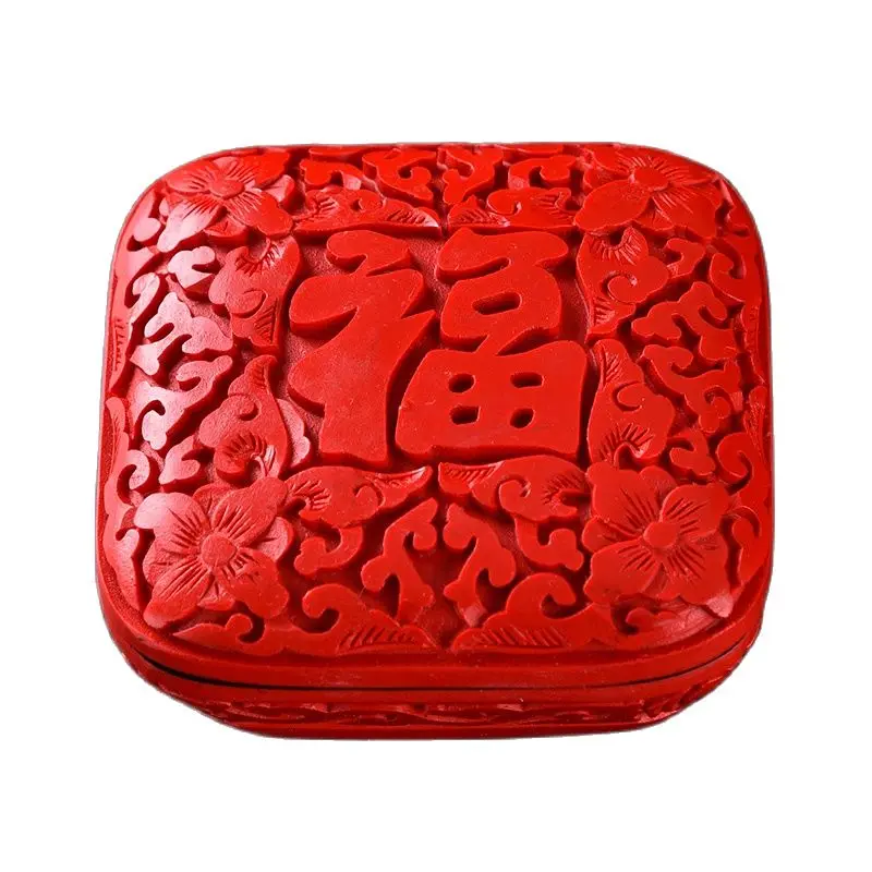 

chinese lacquerware box Japan lacquerwork carved fu statue jewelry decor gift peking fine gift hobby collect