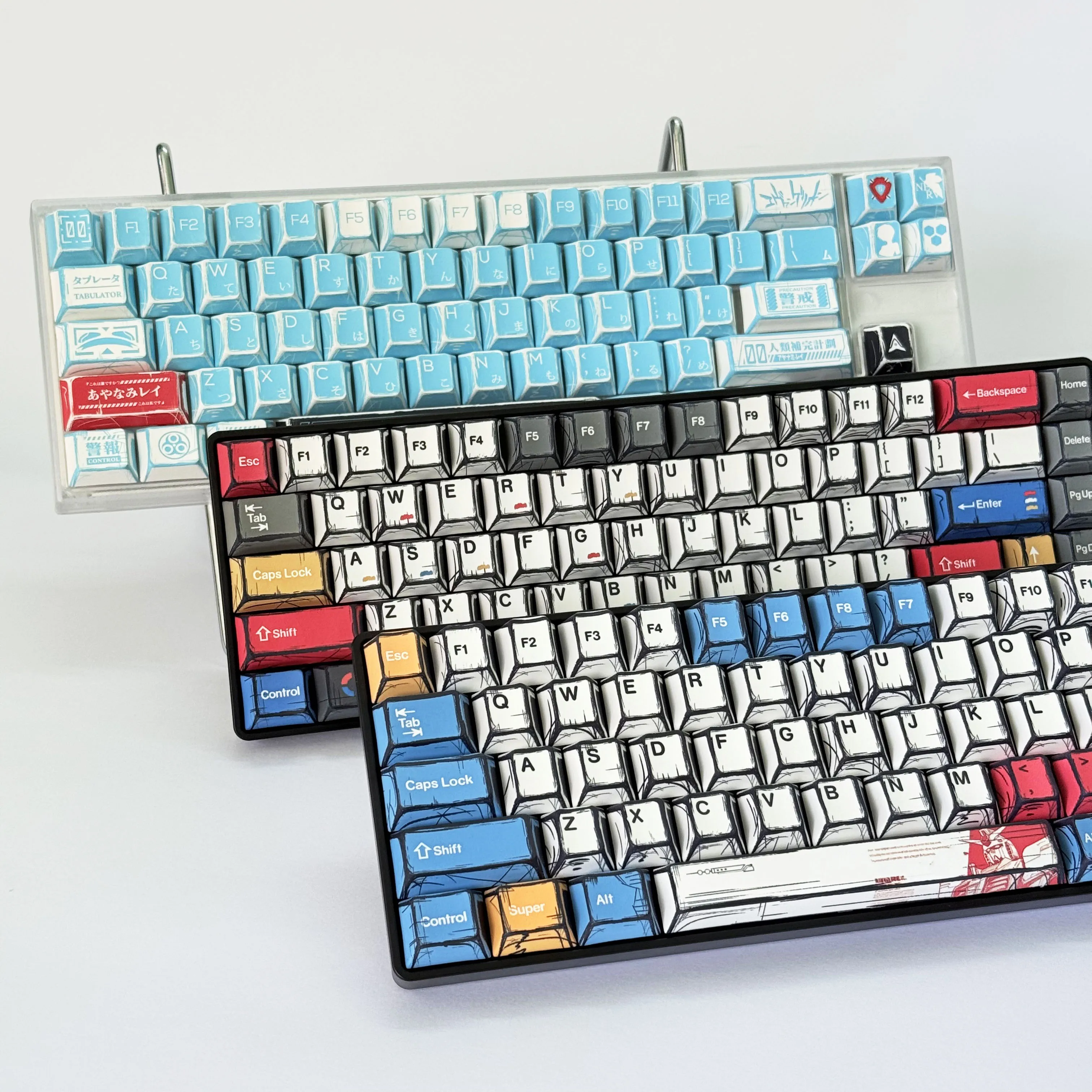 Comic Keycaps Grey Red Blue Manga Style Lines Custom Keycaps Cherry Profilie for MX Switch Mechanical Keyboard 60% 75% TKL 100%
