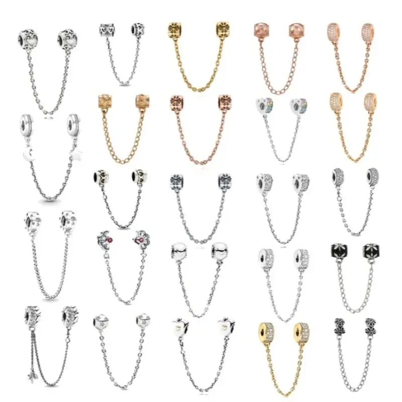

Crystal Love Heart Safety chain pendant Charm Bracelets For Women DIY Jewelry Accessories Making