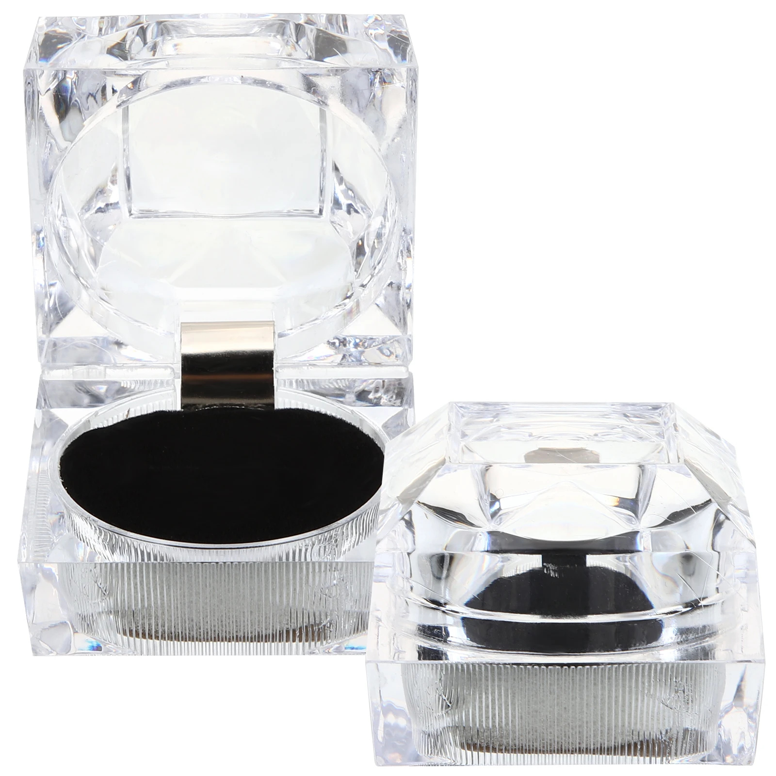 

4pcs Acrylic Ring Display Box Case Clear Pillow for Decor Wedding Party Lightweight Portable Jewelry Holder Storage